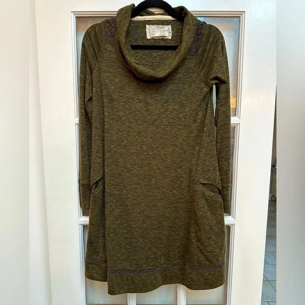 Anthropologie | Saturday Sunday Moss Green Crochet Back Swing Dress Size XS - Picture 16 of 16